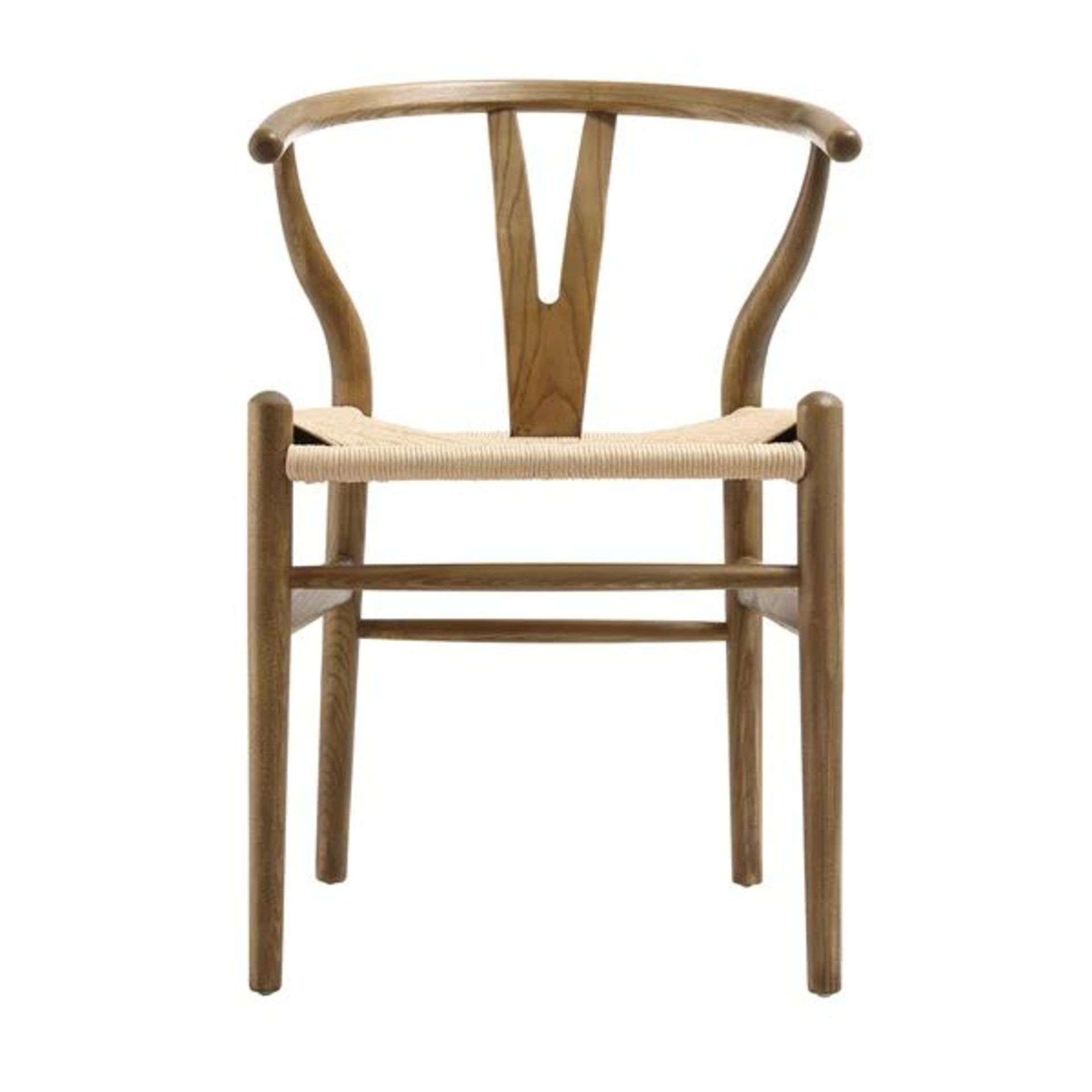 Hansel Wooden Natural Weave Wishbone Dining Chair, Light Walnut Colour Frame. - R19.6. RRP £189. - Image 2 of 2