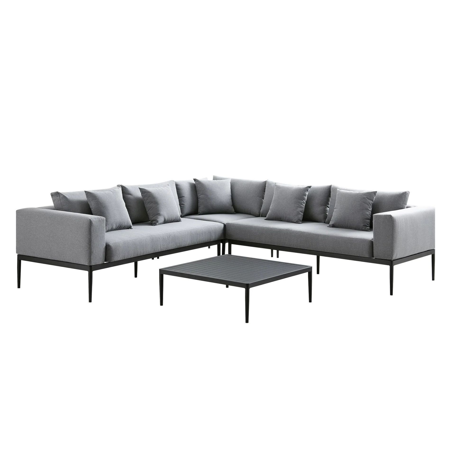 Calabasas Large Outdoor Fabric Aluminium Frame Corner Sofa Set with Coffee Table, Dark Grey. - - Image 2 of 2