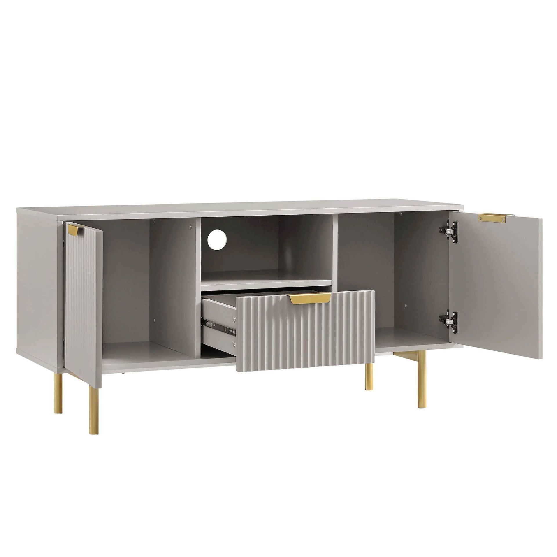 Richmond Ridged 120cm Wide TV Media Unit, Matte Taupe. - R19.5. The 120 cm wide TV unit features - Image 2 of 2