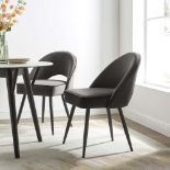Oakley Set of 2 Dark Grey Velvet Upholstered Dining Chairs with Piping. - R19.6. RRP £249.99. Our