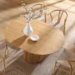 Maru Round 4-6 Seater Extending Oak Pedestal Dining Table, Oak. - R19.4. RRP £529.99. Our Maru