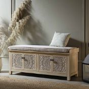 Chantilly Whitewashed Carved Storage Bench. - R19.5. RRP £449.99. Adding instant uplift to your
