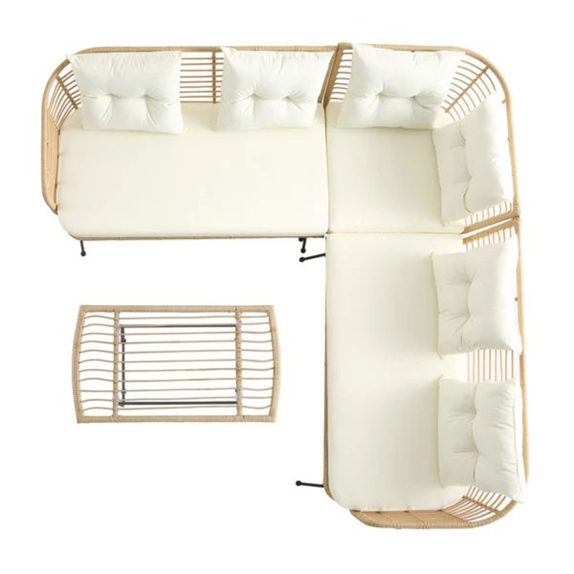 St Loy Natural Rattan Corner Sofa Set with Table. - R19.4. RRP £799.99. Comprising of two 2-seater - Bild 2 aus 2