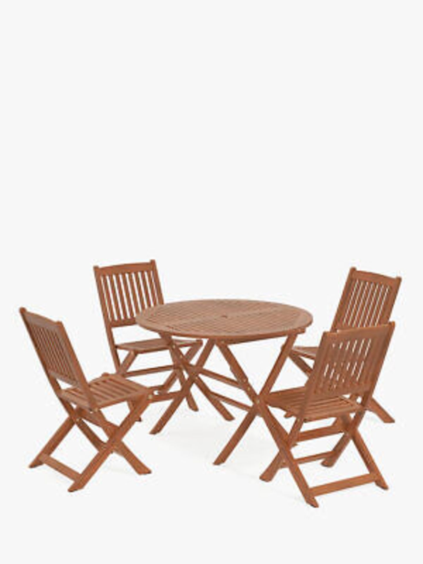 BRAND NEW JOHN LEWIS 4 SEATER EUCALYPTUS WOOD FOLDING BISTRO SET. RRP £448.50. Made of beautifully - Image 2 of 2