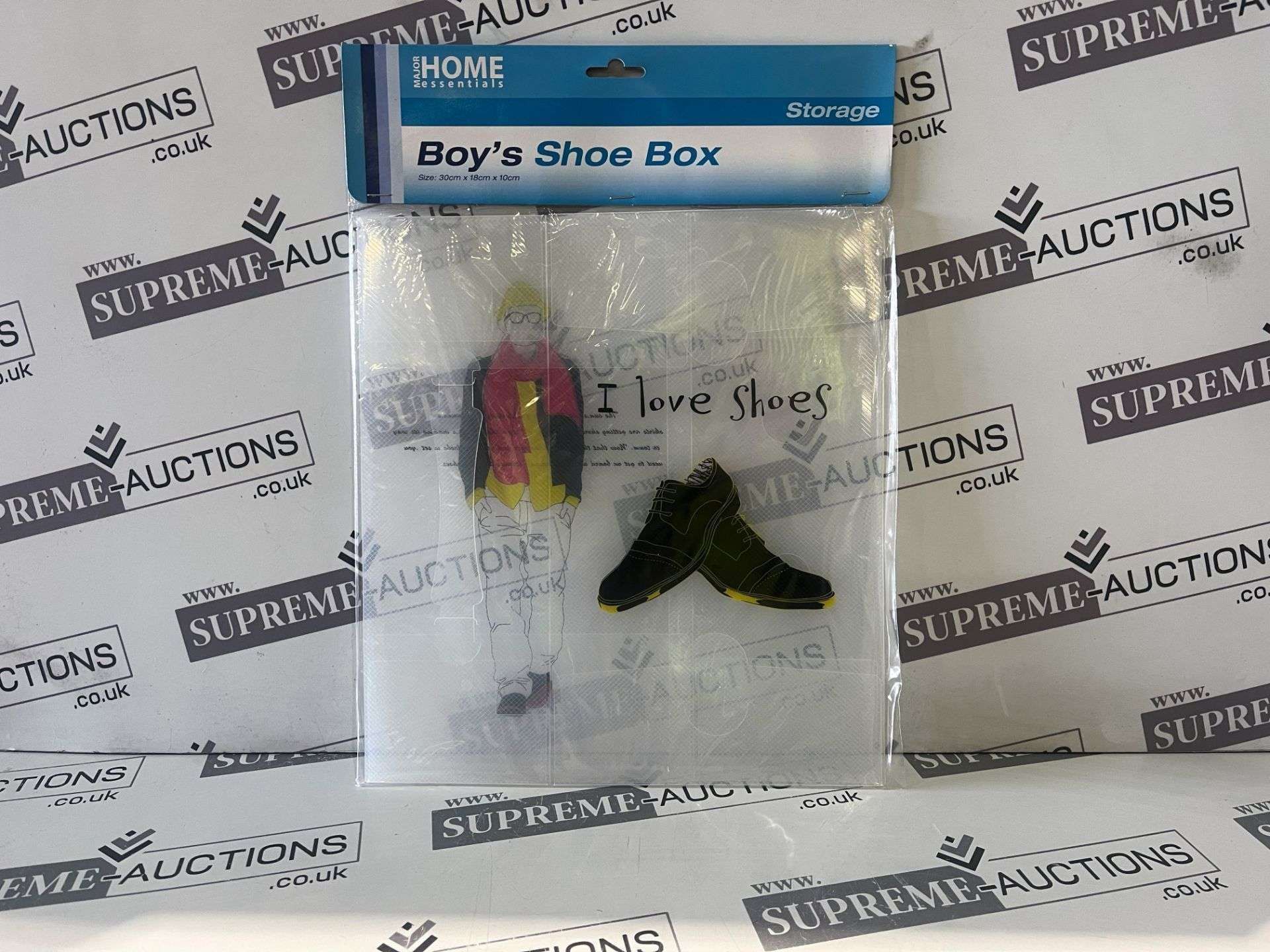 72 x NEW & PACKAGED BOYS LUXURY SHOE STORAGE BOXES. (ROW19.4/10.3)