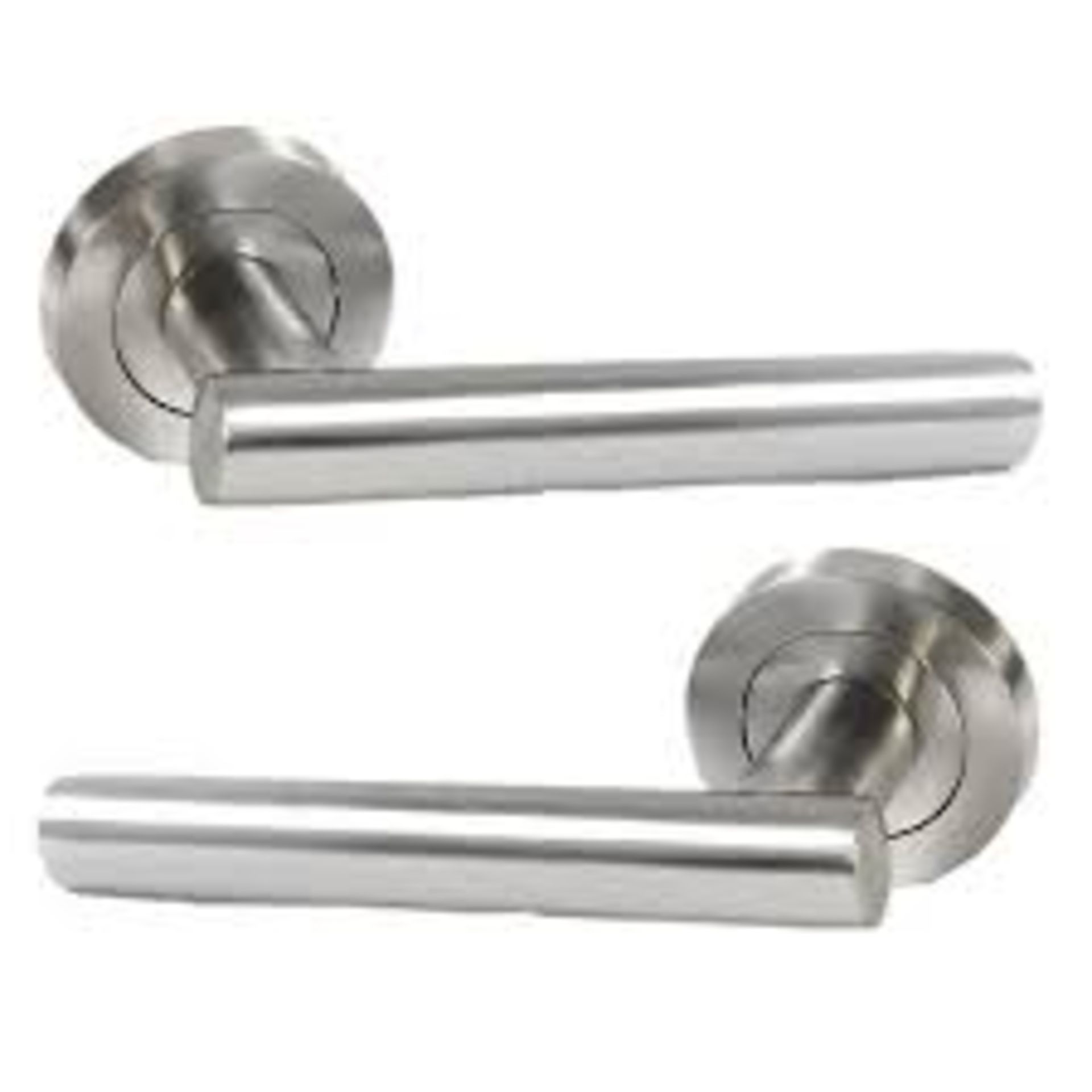 Door Handles T Bar Straight Lever on Rose Latch - Satin 125mm. - P6.