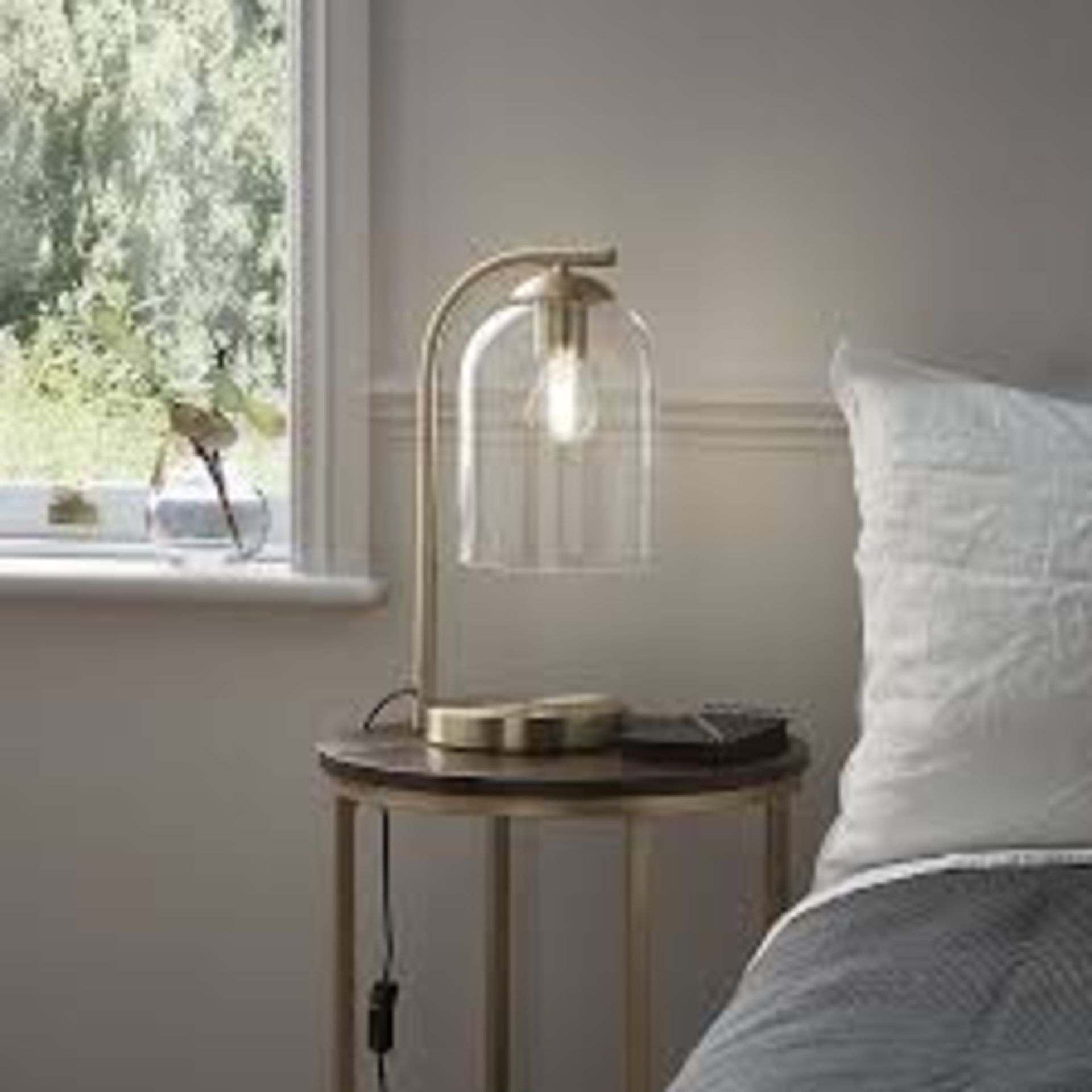 GoodHome Thestias Brushed Brass effect Table light. P6.