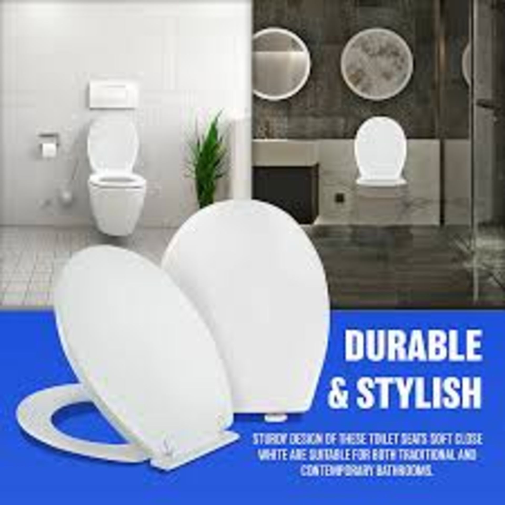 Soft Close White Toilet Seat - Luxury Bathroom Slow Seats. - P6.