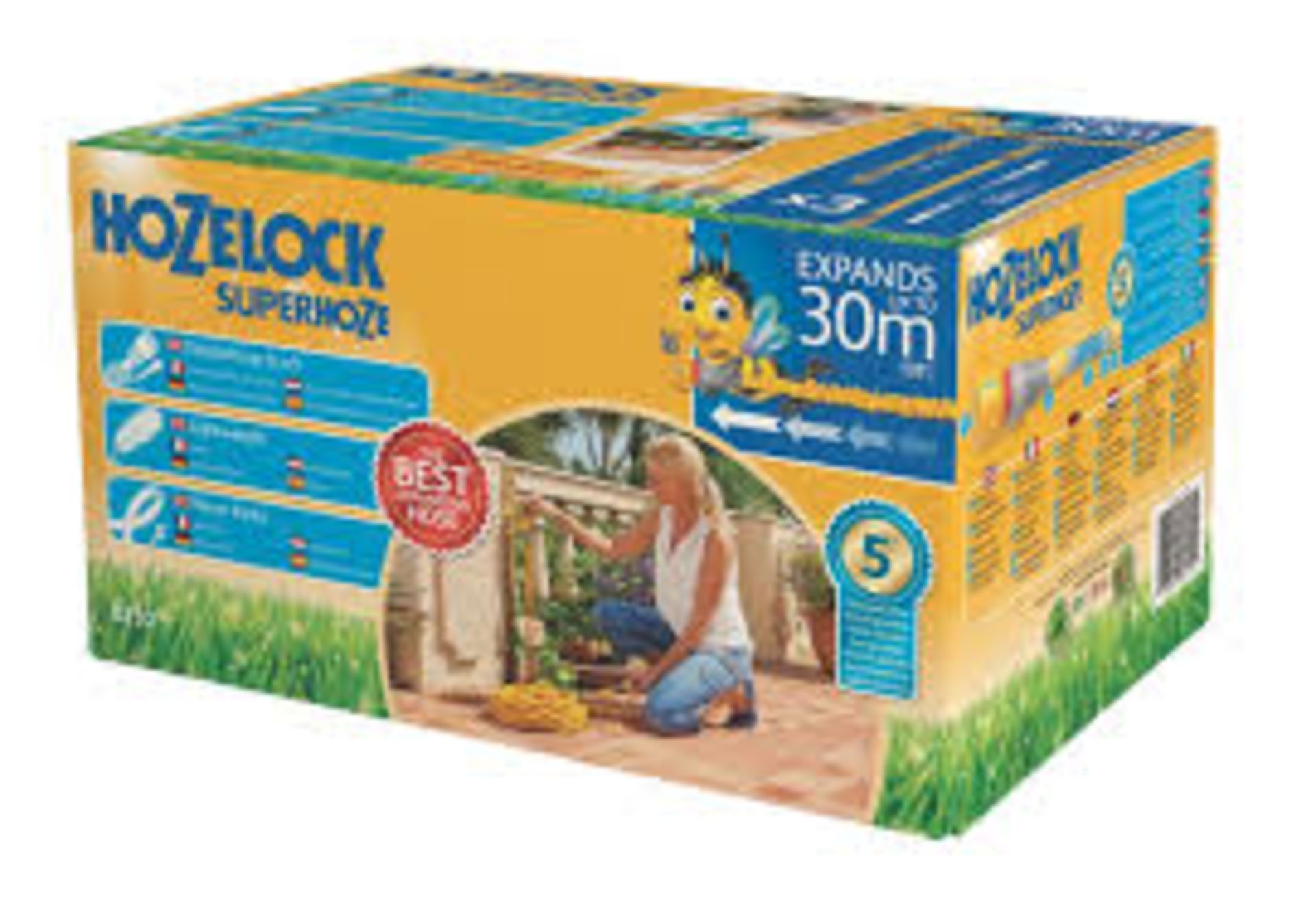 Hozelock Superhoze 30m Expanding Hose. - P6. Expands up to 3 times its original length for easy