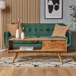 Brand New Buxton Mango Wood Coffee Table RRP £499, Buxton Mango Wood Coffee Table evokes mid-century