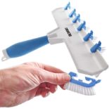 20 X BRAND NEW ADJUSTABLE HANDHELD GROUT CLEANING TOOLWITH SOFT GRIP HANDLE AND 8 MINI BRUSH HEADS