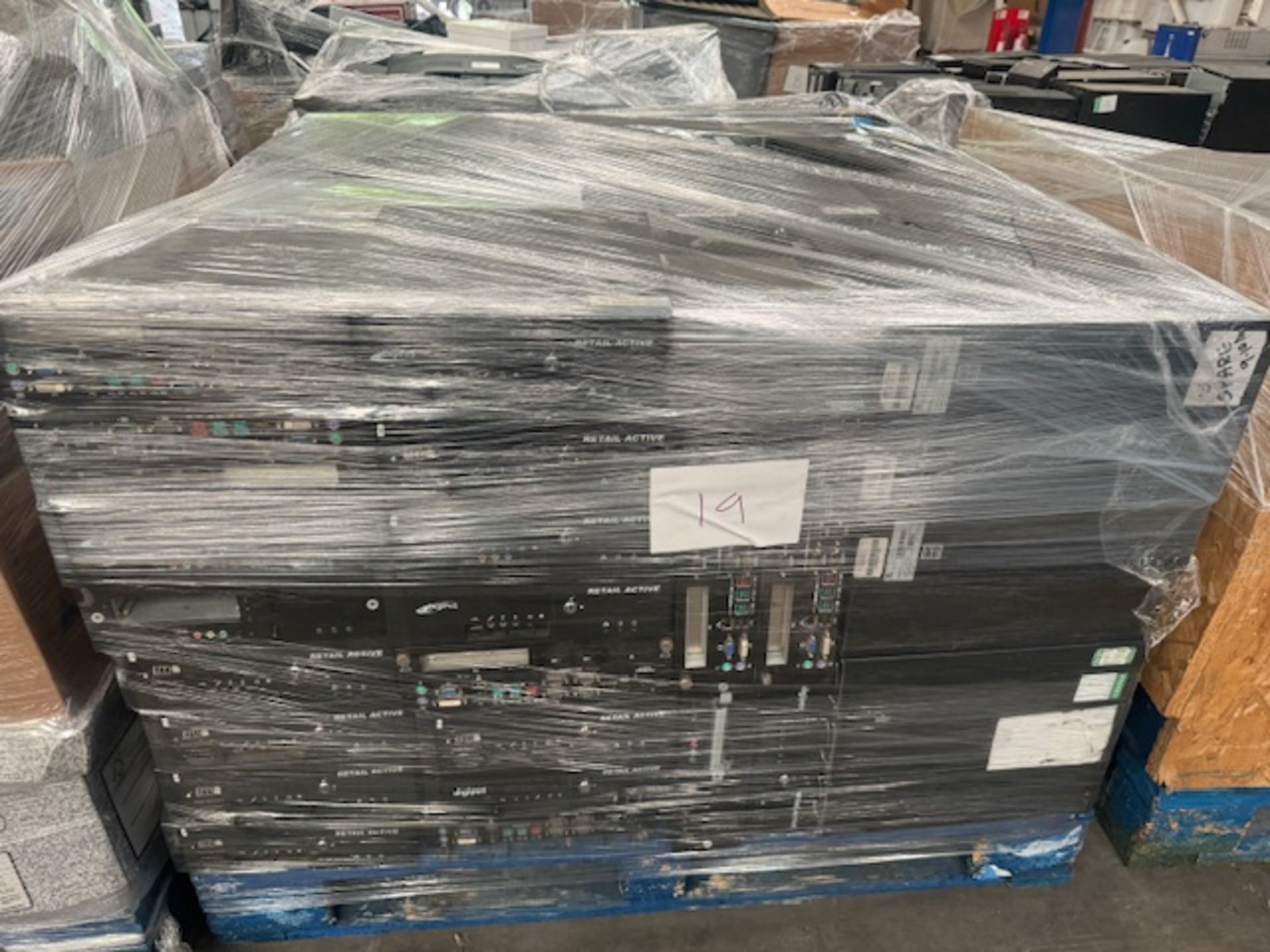 IT PALLET LOT INCLUDING APPROX 70 X AMPLIFIERS IN VARIOUS BRANDS AND SPEC INCLUDING HP, RETAIL