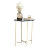 Green Marble Side Table, Contemporary Design, Gold Coloured Iron, Spinningfield - ER23