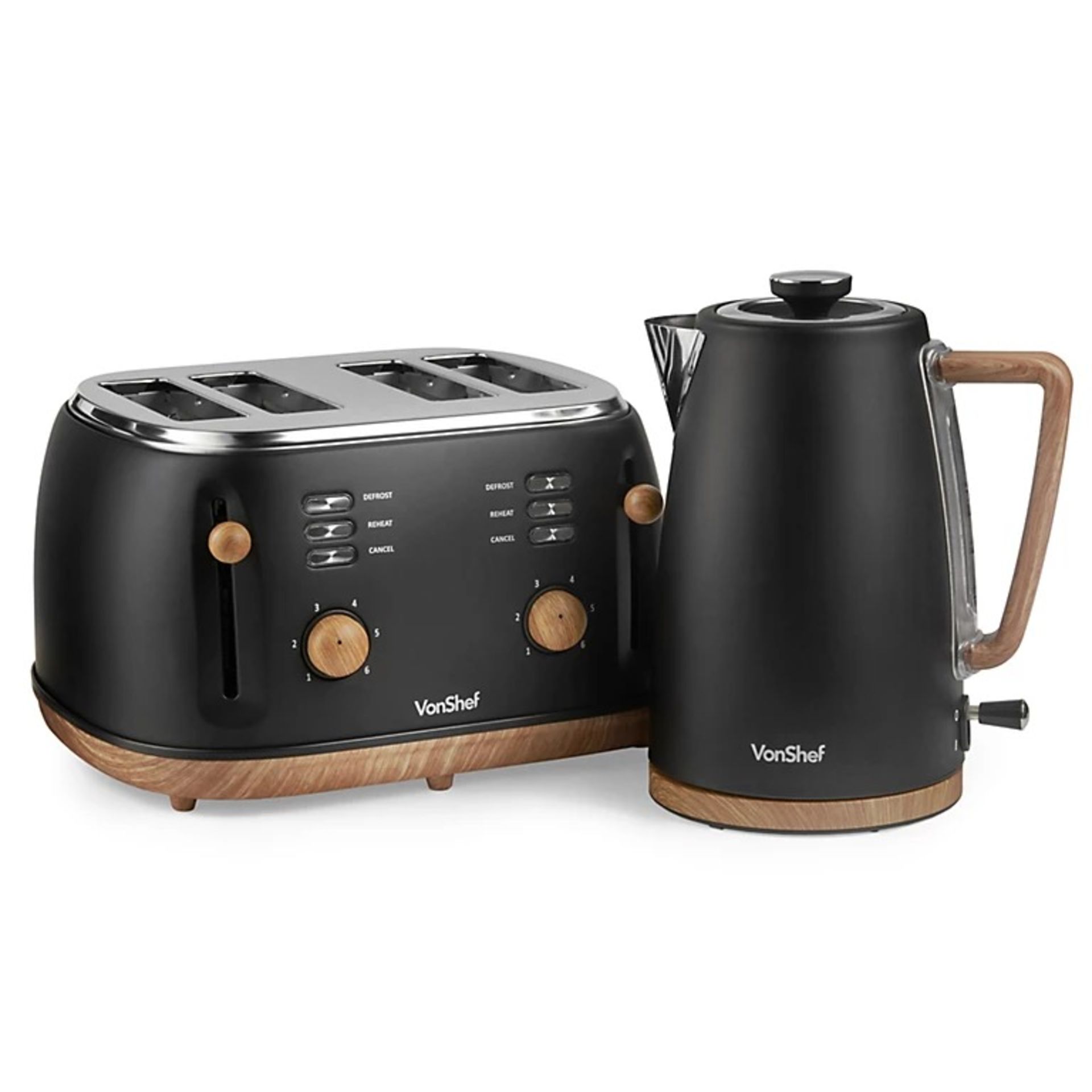 Black Kettle and Toaster Set With 1.7L - ER36
