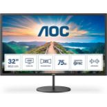 AOC Q32V4 - 32 inch QHD Monitor, 75Hz, 4ms, IPS, Adaptive Sync , speakers , FlickerFree (