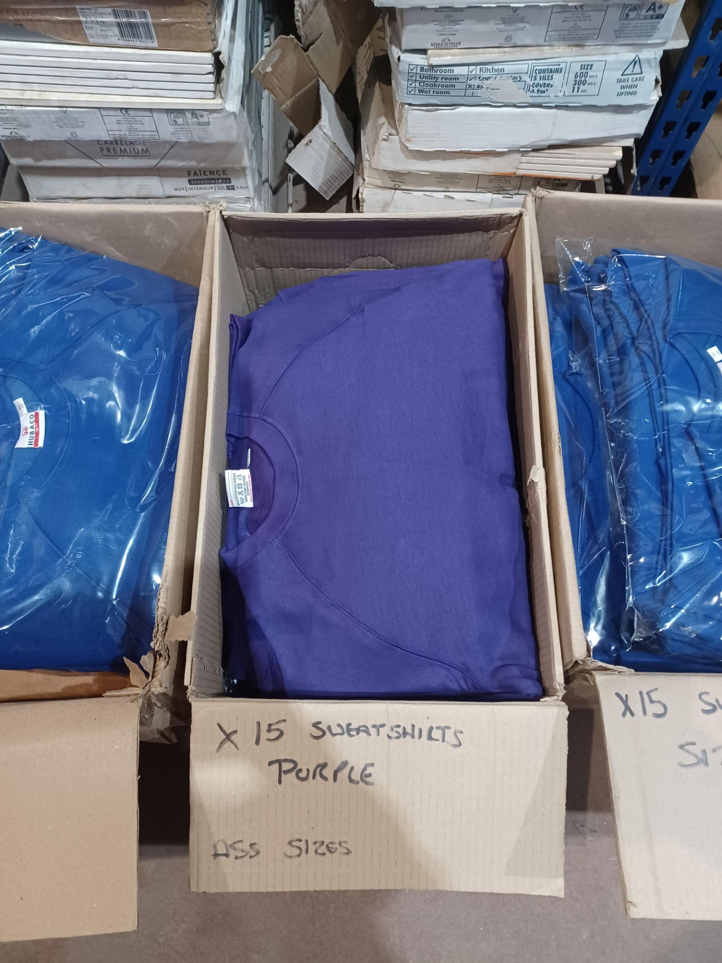 15 x Purple Premium Soft Fleeced Sweatshirts in assorted sizes. - R14. RRP £14.51 each
