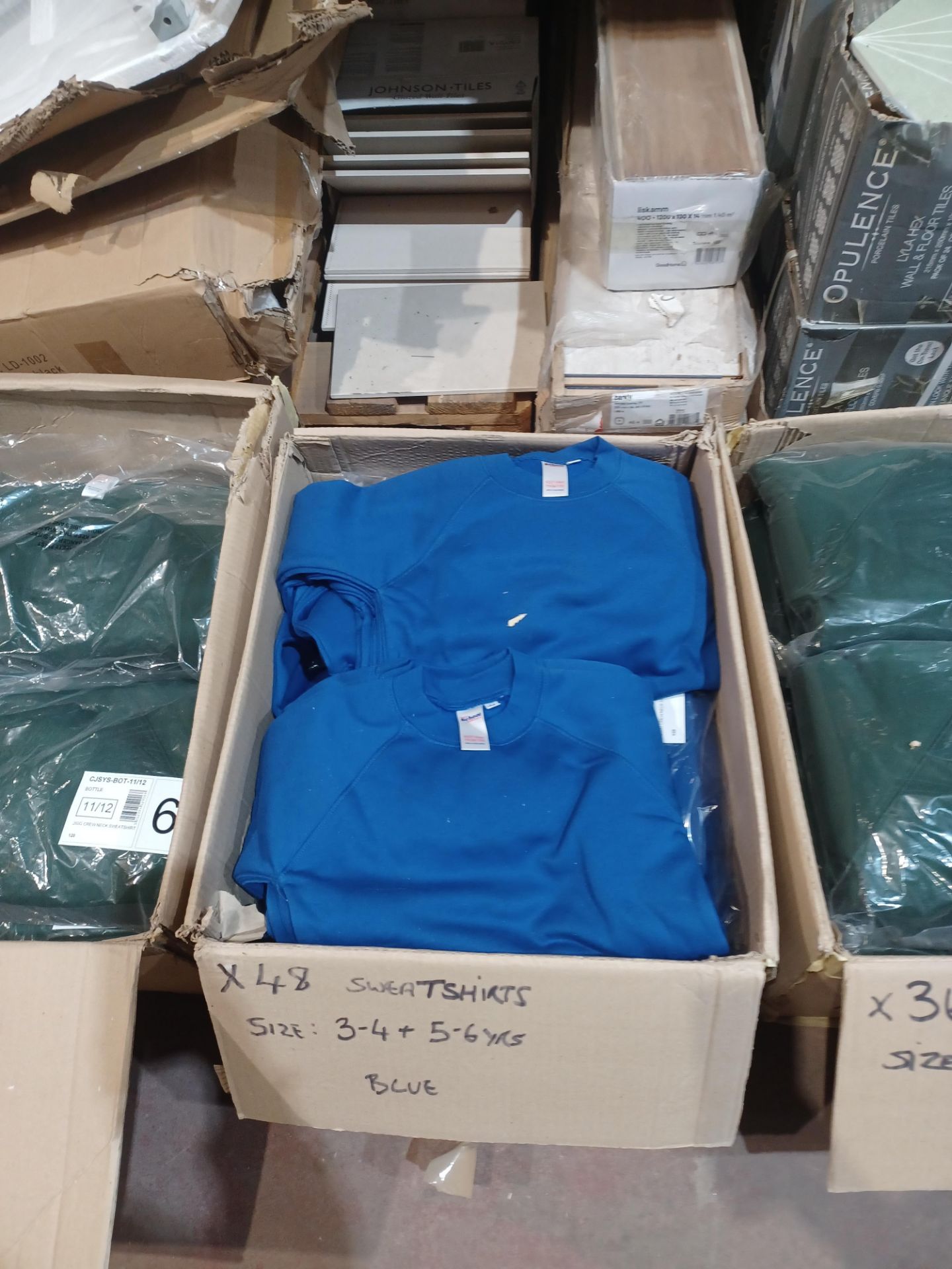 48 x Assorted Premium Sweatshirts Round Neck, In Blue, 3-4 Years & 5-6 Years. - R14. RRP £15.50