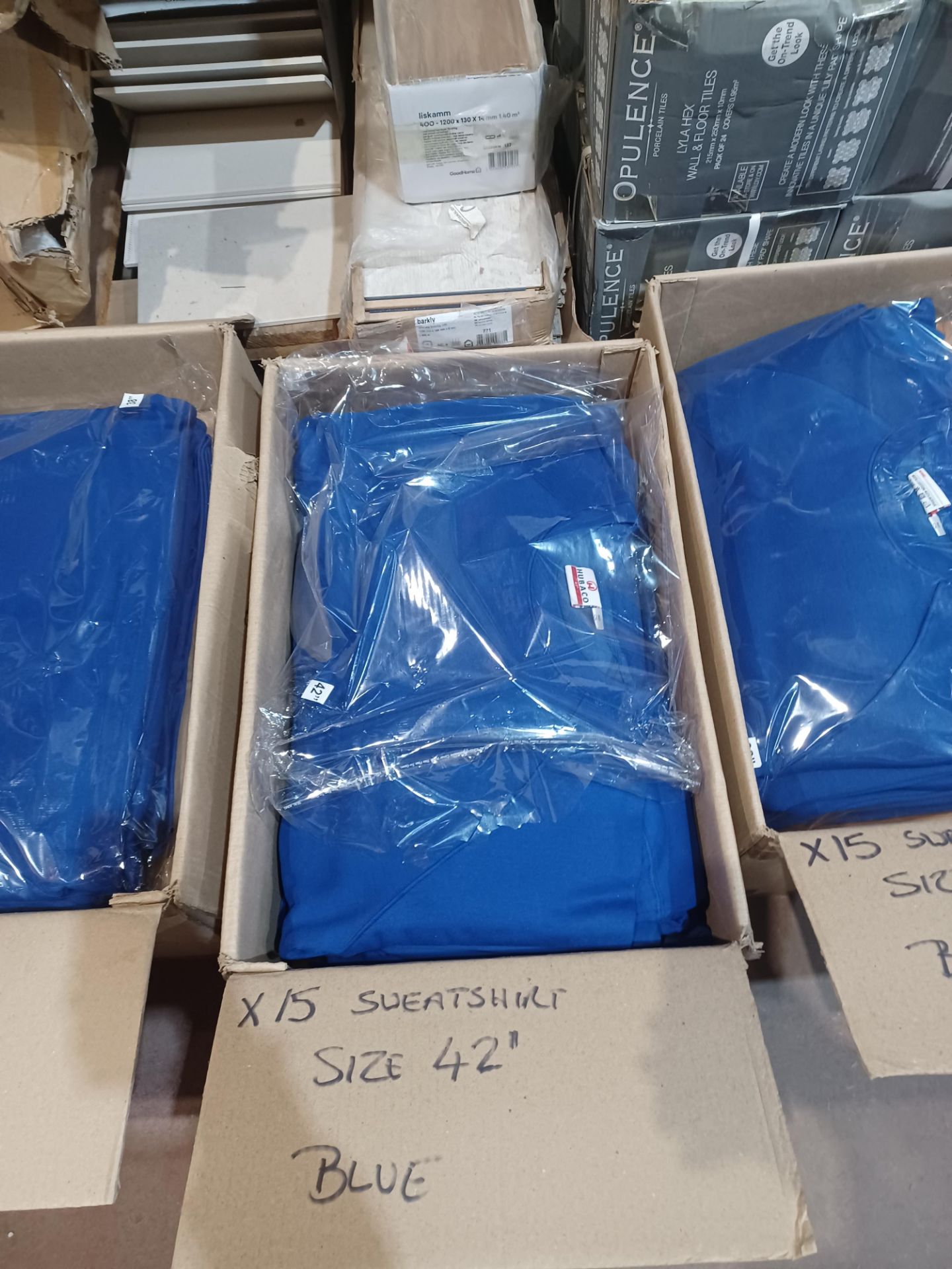 15 x Blue Premium Soft Fleeced Sweatshirts in Size 42". - R14. RRP £14.51 each
