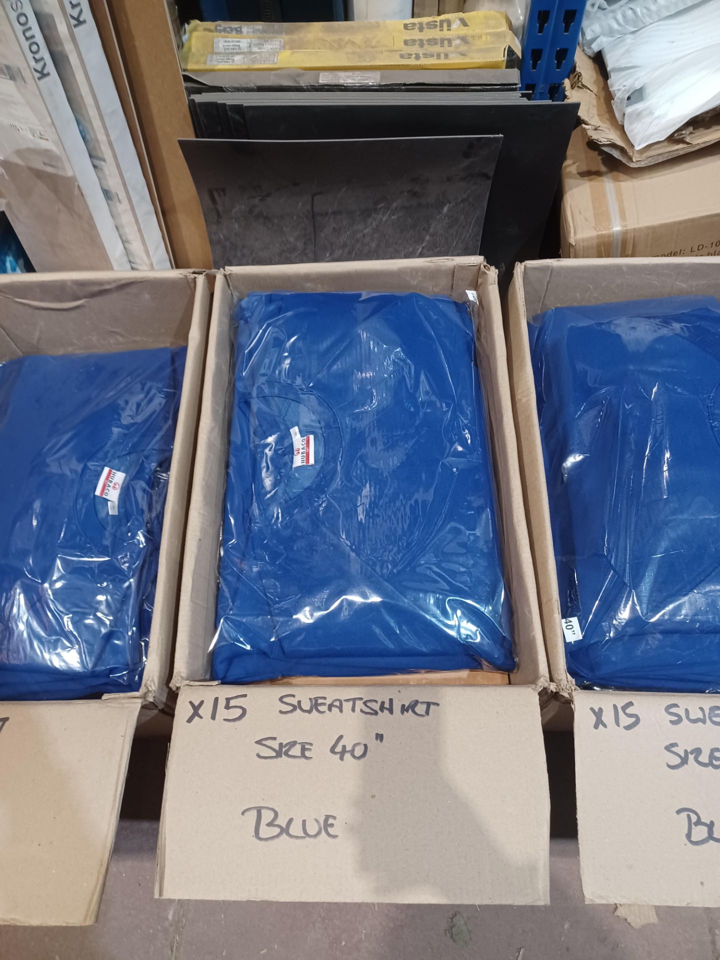 15 x Blue Premium Soft Fleeced Sweatshirts in Size 40". - R14. RRP £14.51 each