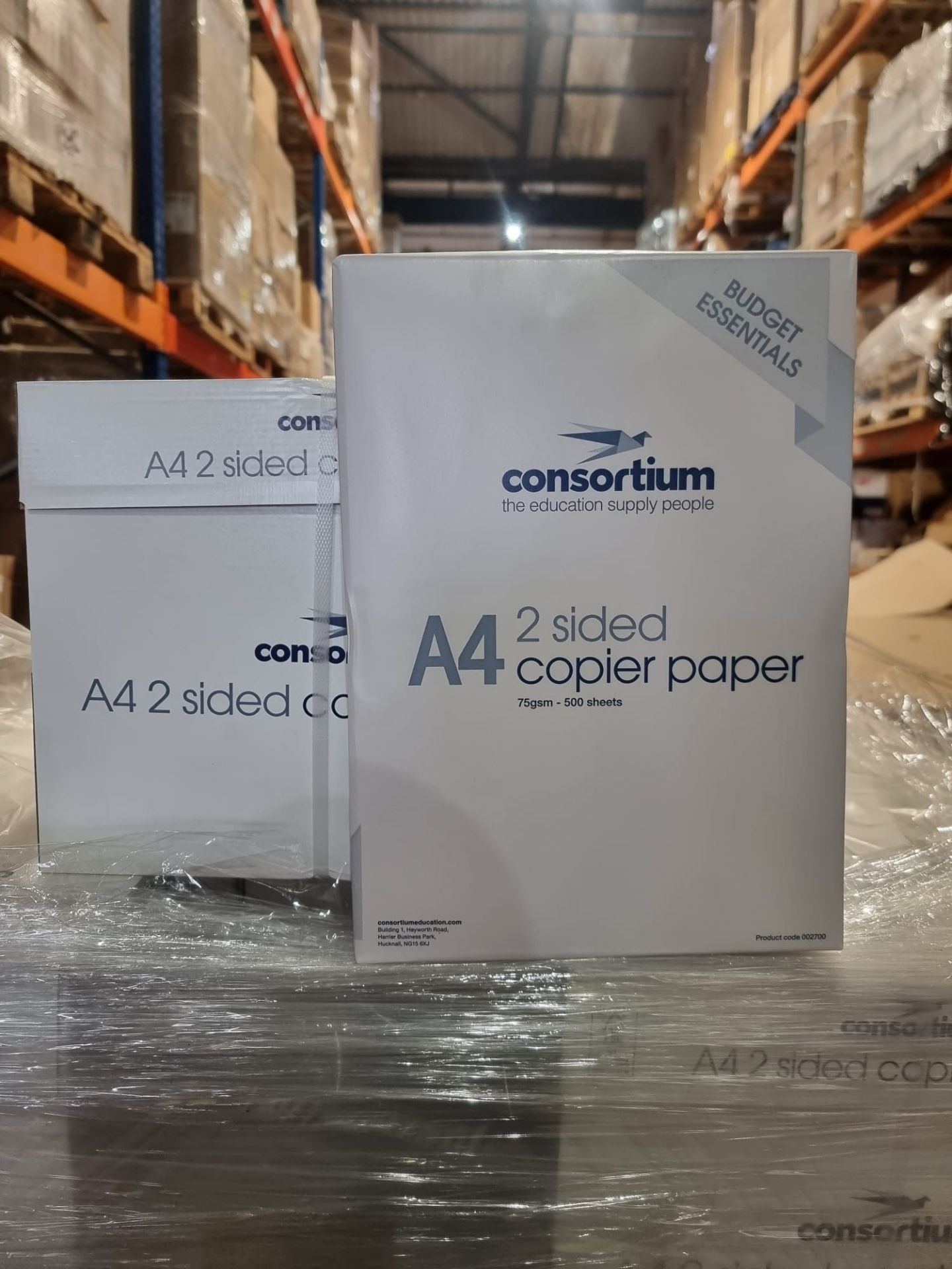 PALLET TO CONTAIN 400 x New Reems of 500 75GSM Consortium A4 Double Sided Copier Paper
