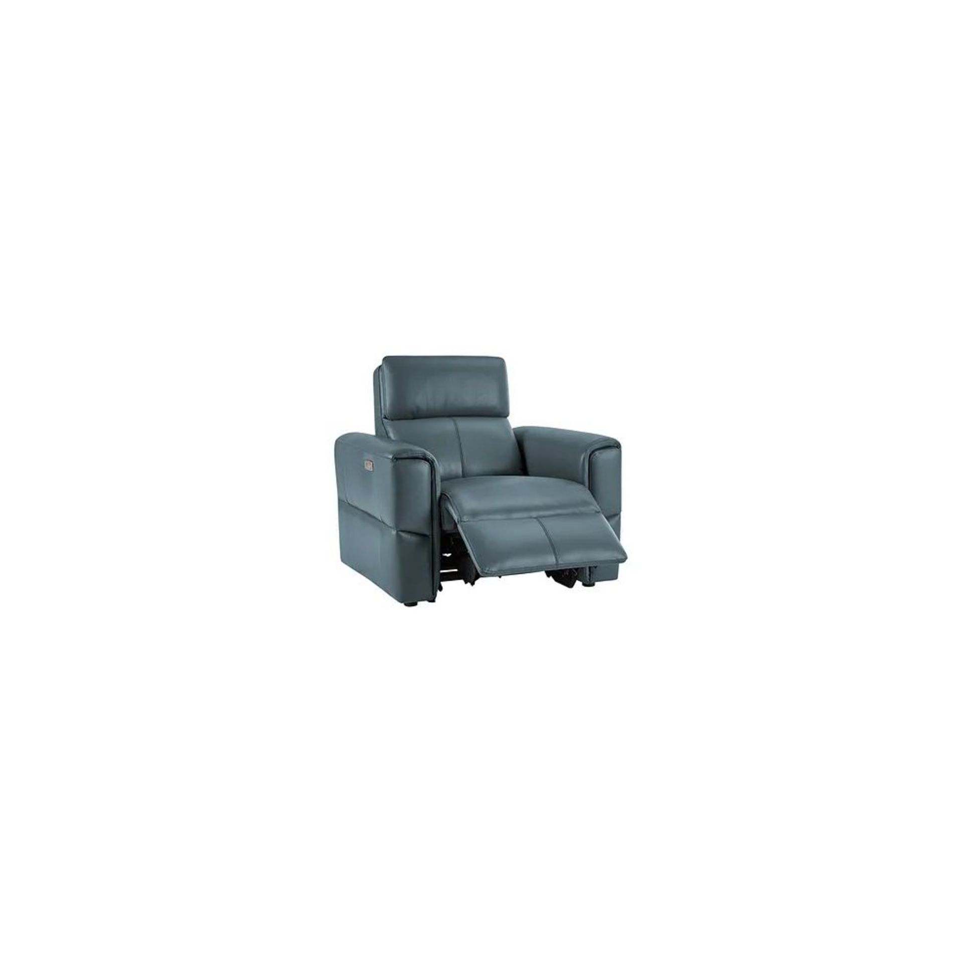 BRAND NEW SAMSON Electric Recliner Armchair - LIGHT BLUE LEATHER. RRP £1249. Showcasing neat, modern - Image 3 of 10