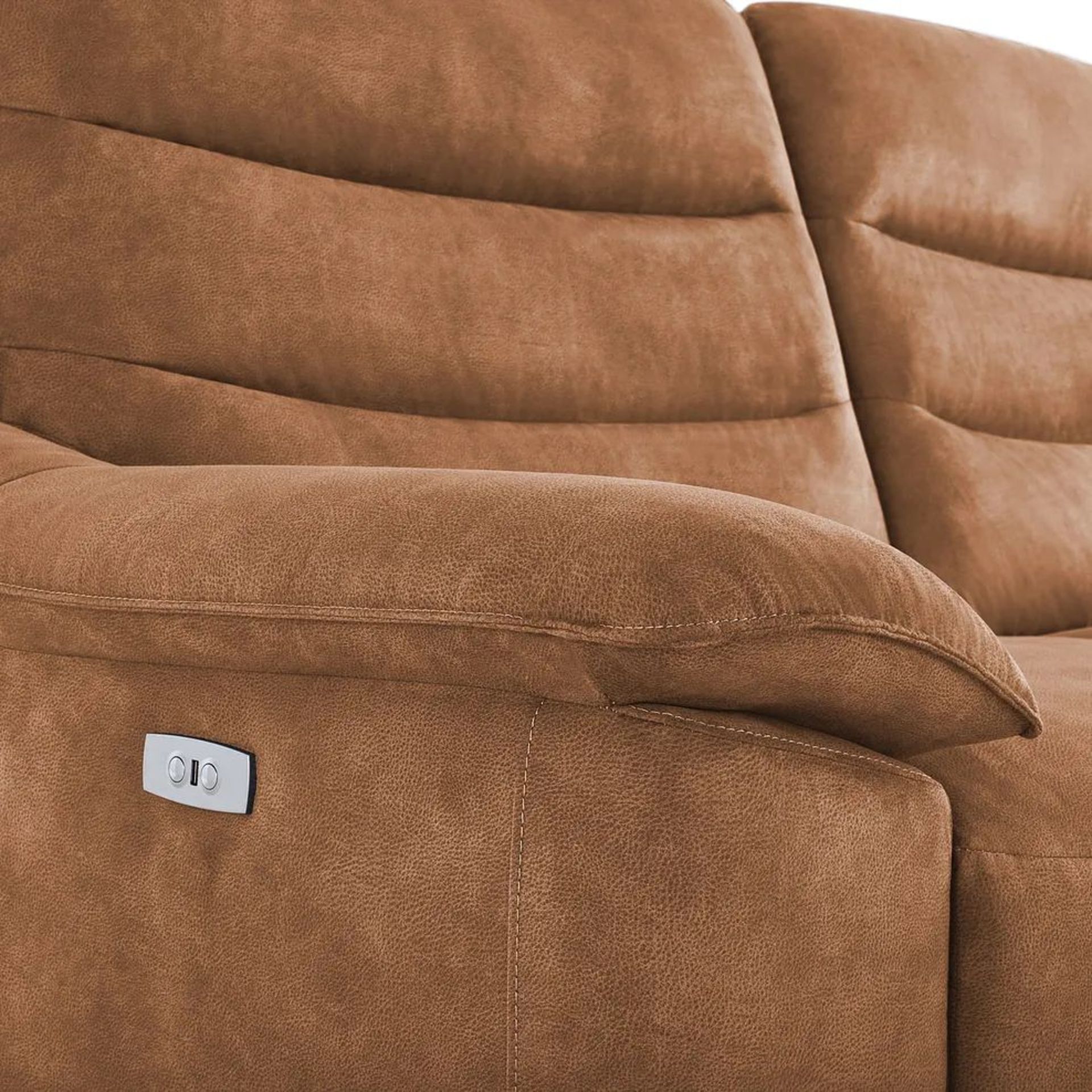 BRAND NEW CARTER 3 Seater Electric Recliner Sofa - BROWN FABRIC. RRP £1299. Shown here in Ranch - Image 11 of 12