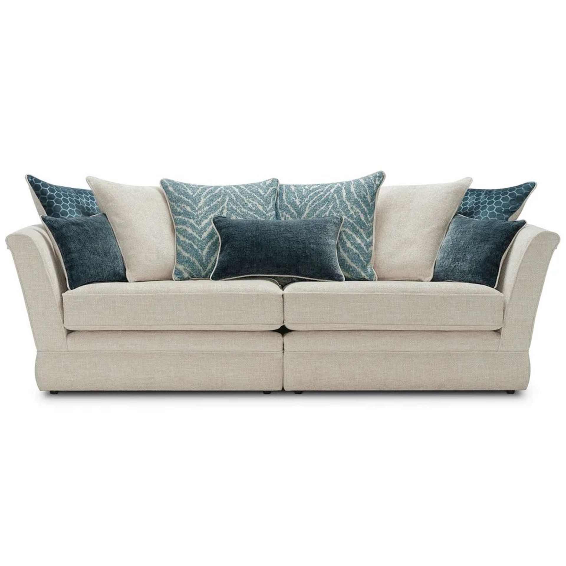 BRAND NEW CARRINGTON 4 Seater Pillow Back Split Sofa - NATURAL FABRIC. RRP £1149. Bring a modern - Image 2 of 8