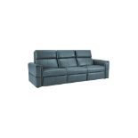 BRAND NEW SAMSON Modular 3 Seat Static Sofa -LIGHT BLUE LEATHER. RRP £1750. Showcasing neat,