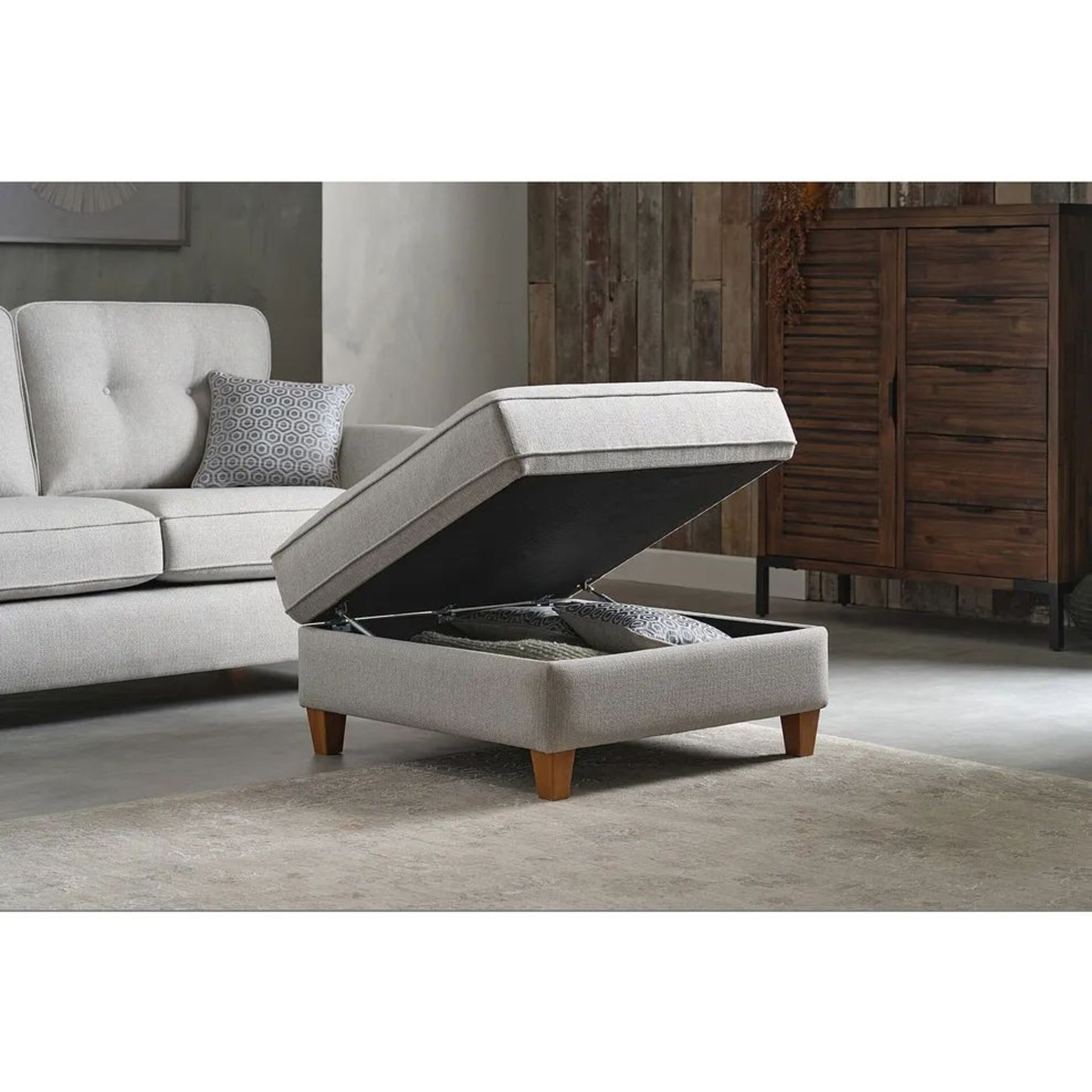 BRAND NEW INCA Large Storage Footstool - SILVER FABRIC. RRP £529. Our large Inca storage footstool - Image 6 of 7