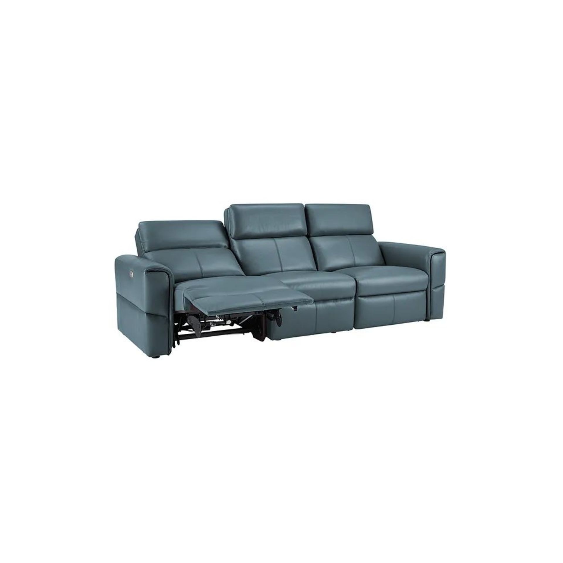 BRAND NEW SAMSON Modular 3 Seat Electric Recliner -LIGHT BLUE LEATHER. RRP £1950. Showcasing neat, - Image 4 of 11