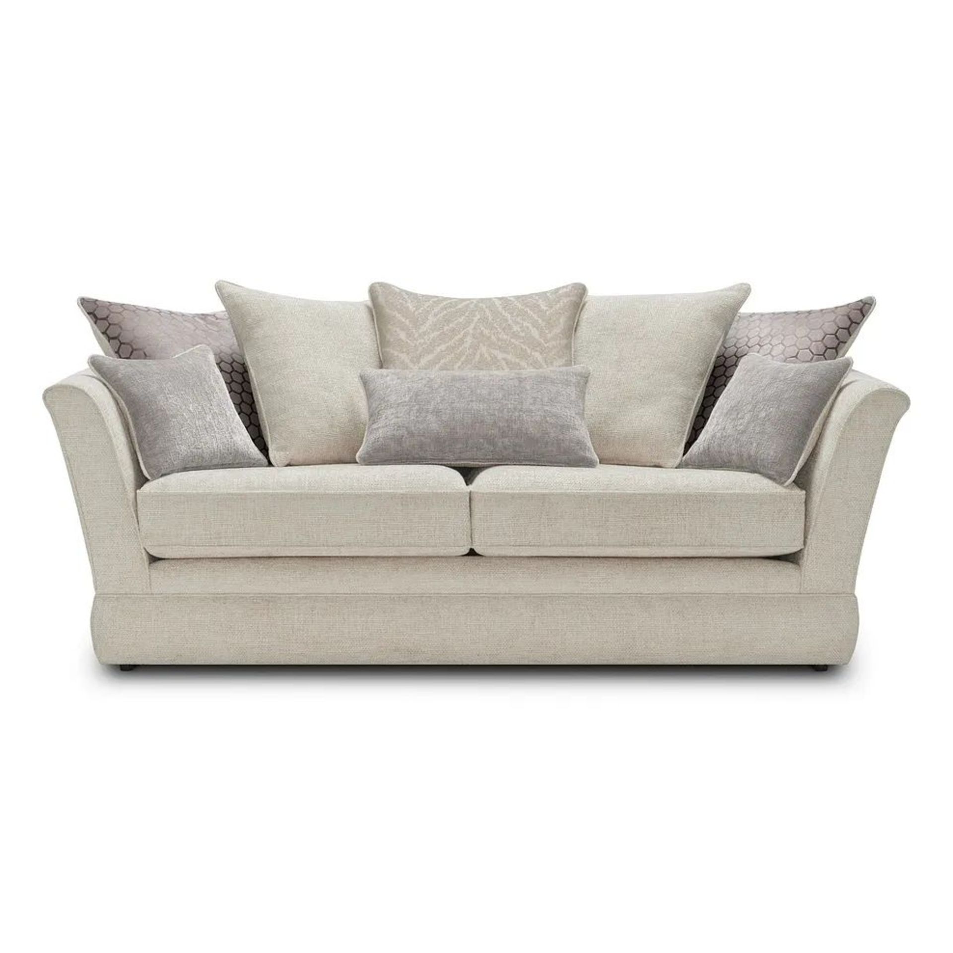 BRAND NEW CARRINGTON 3 Seater Pillow Back Sofa - NATURAL FABRIC. RRP £1099. Make our 3-seater pillow - Image 2 of 8