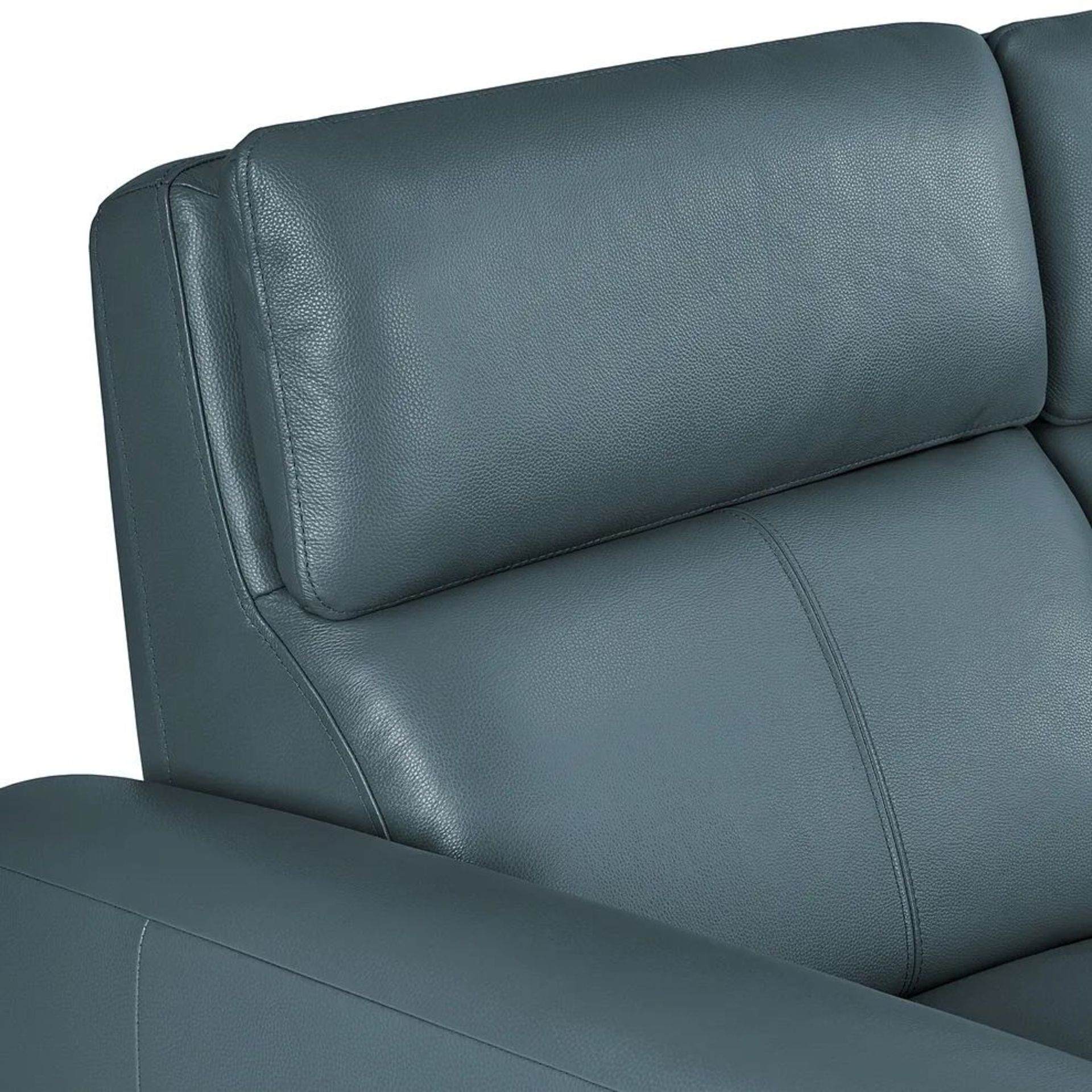 BRAND NEW SAMSON Modular 3 Seat Static Sofa -LIGHT BLUE LEATHER. RRP £1750. Showcasing neat, - Image 4 of 5