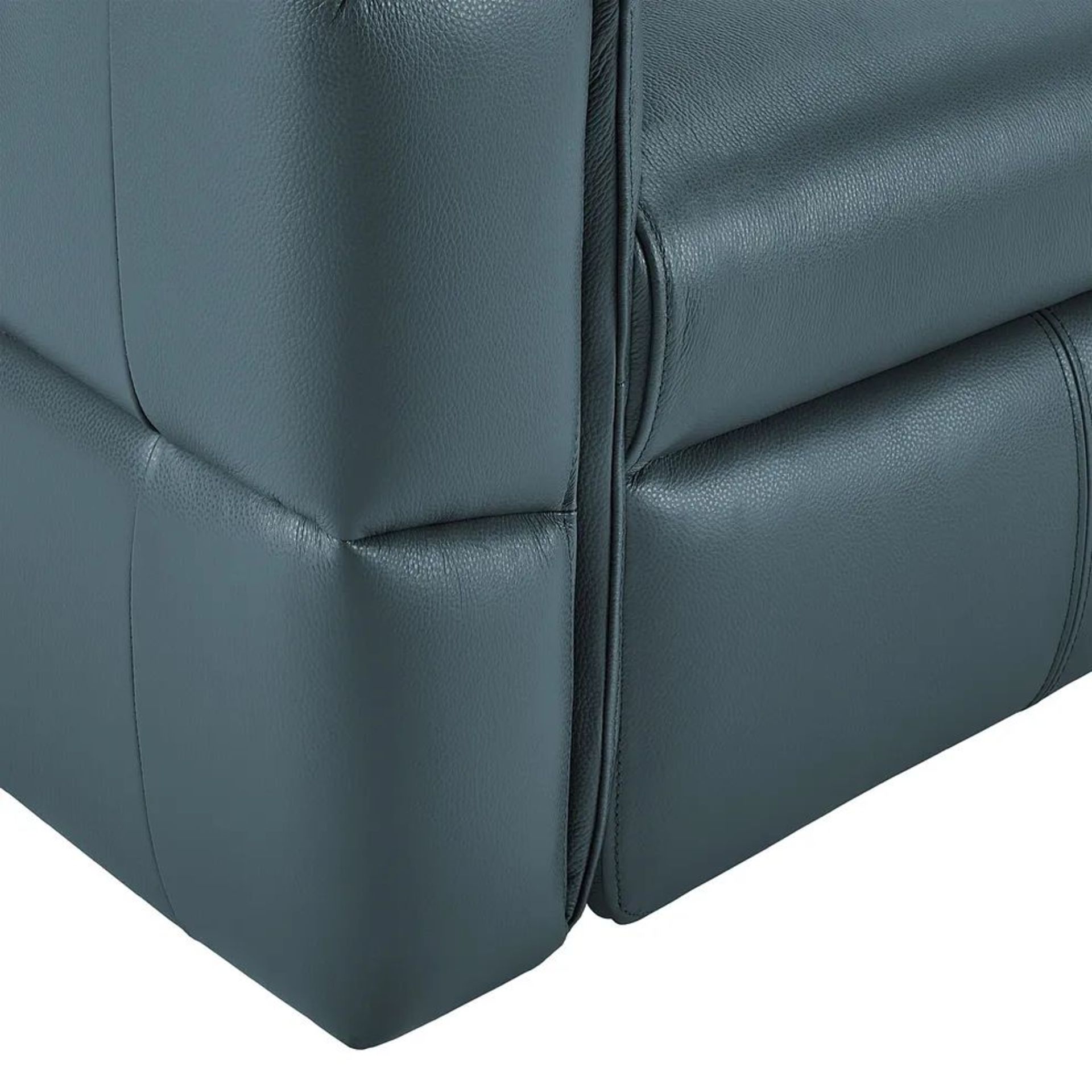BRAND NEW SAMSON Modular 3 Seat Static Sofa -LIGHT BLUE LEATHER. RRP £1750. Showcasing neat, - Image 5 of 5