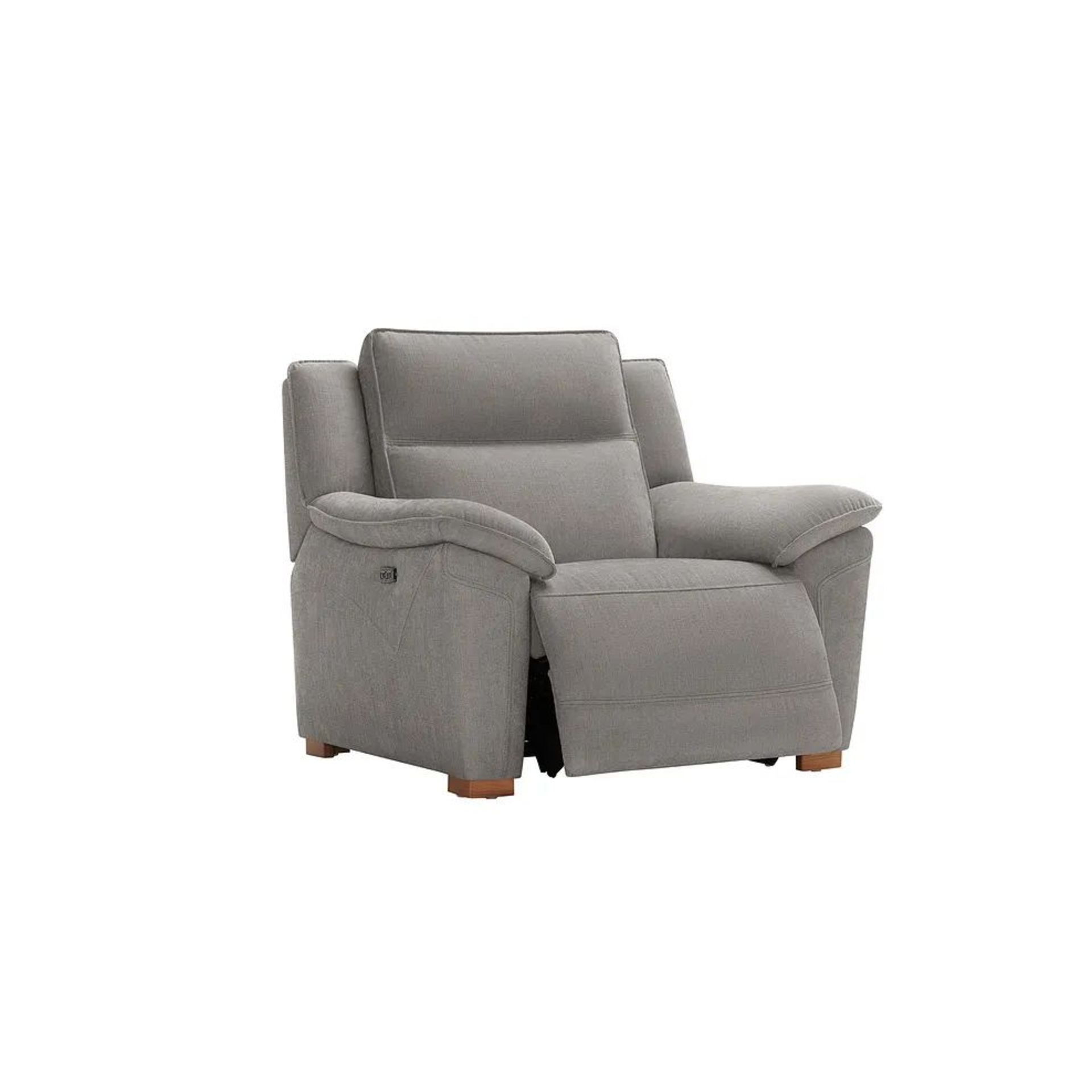 BRAND NEW DUNE Electric Recliner Armchair with Power Headrest - AMIGO GRANITE FABRIC. RRP £1099. - Image 3 of 12