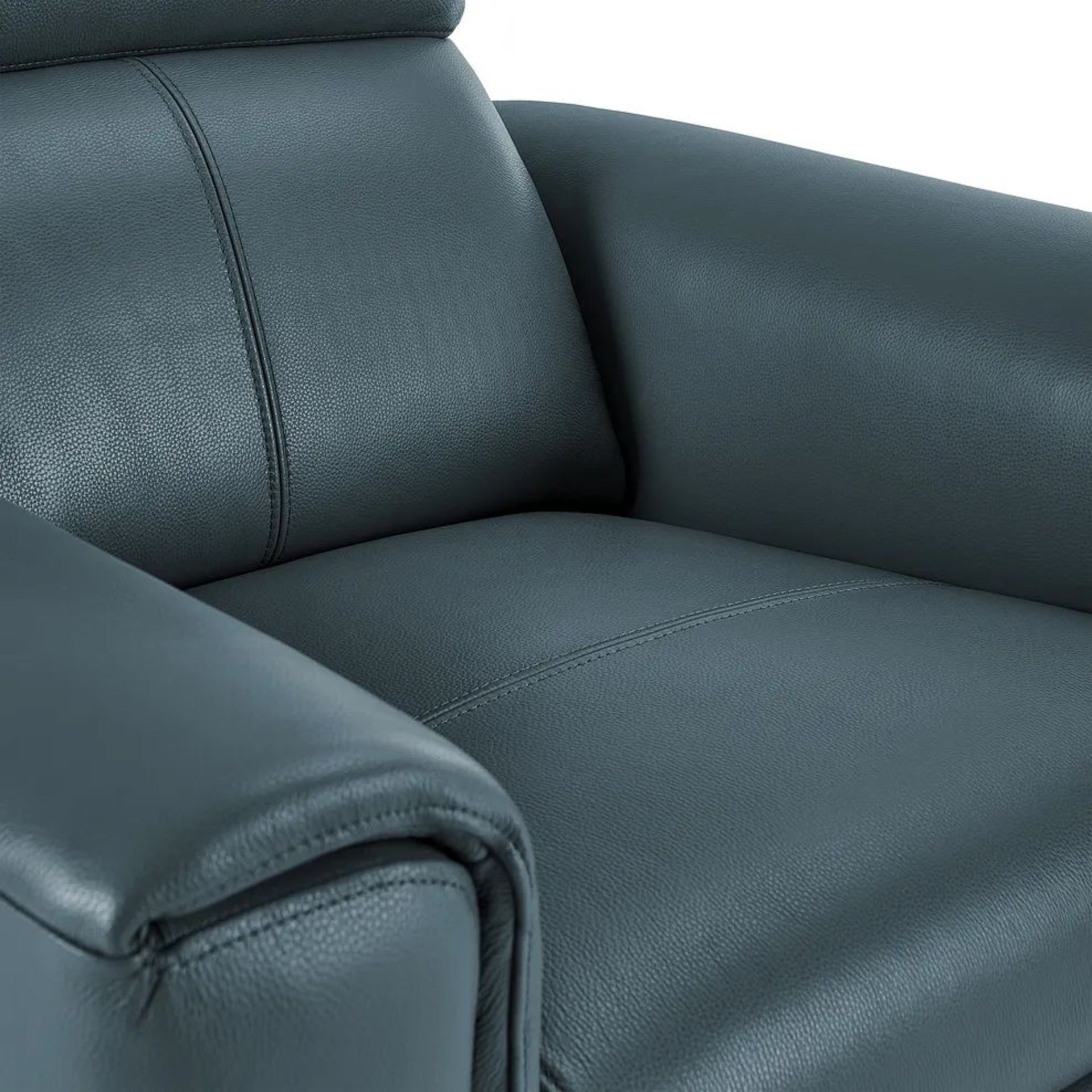 BRAND NEW SAMSON Electric Recliner Armchair - LIGHT BLUE LEATHER. RRP £1249. Showcasing neat, modern - Image 7 of 10