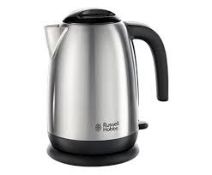 dRussell Hobbs Stainless Steel & Black Electric 1.7L Cordless Kettle. -S2.12.
