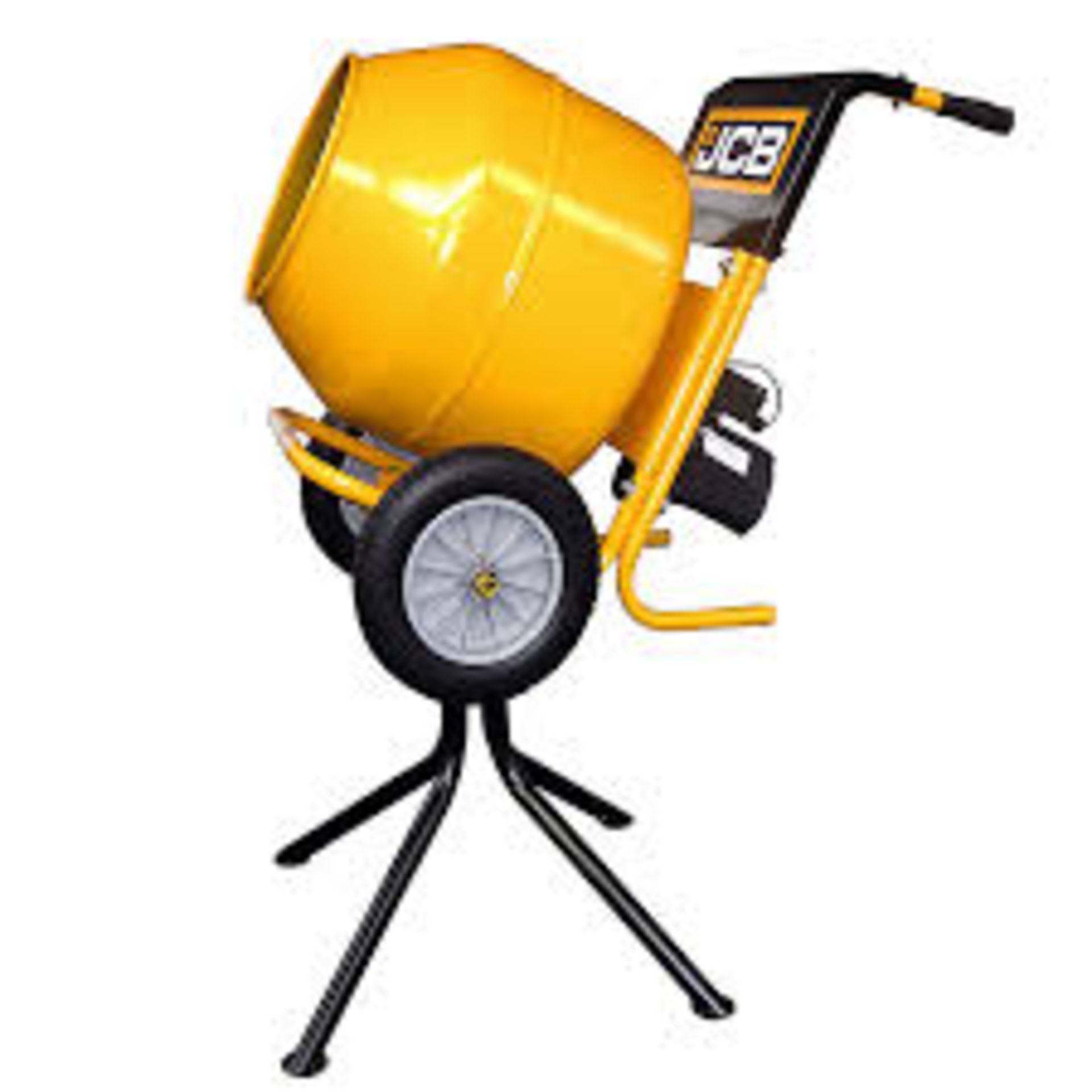 JCB 370W 230V Cement mixer 134L. - R19.6. This corded cement mixer and a motor power of 370 W giving