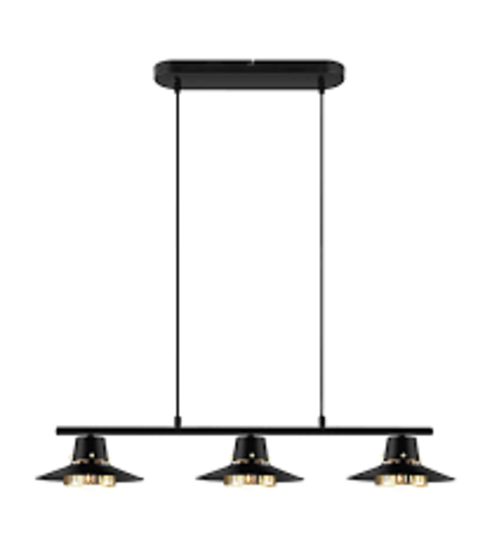 GoodHome Delagoa Bar Matt Black & Gold 3 Lamp LED Pendant ceiling. - S2.11