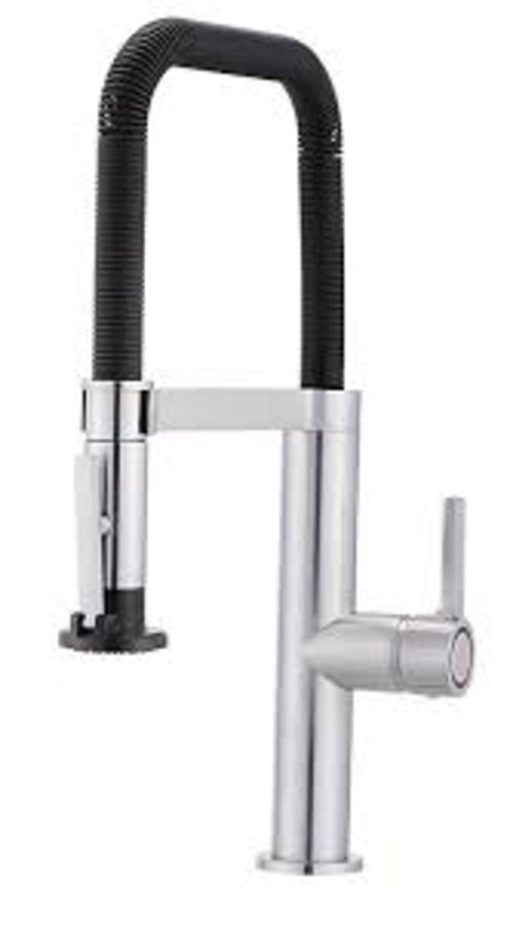 GoodHome Kamut Stainless steel effect Kitchen Side lever spring Neck Tap. - ER49