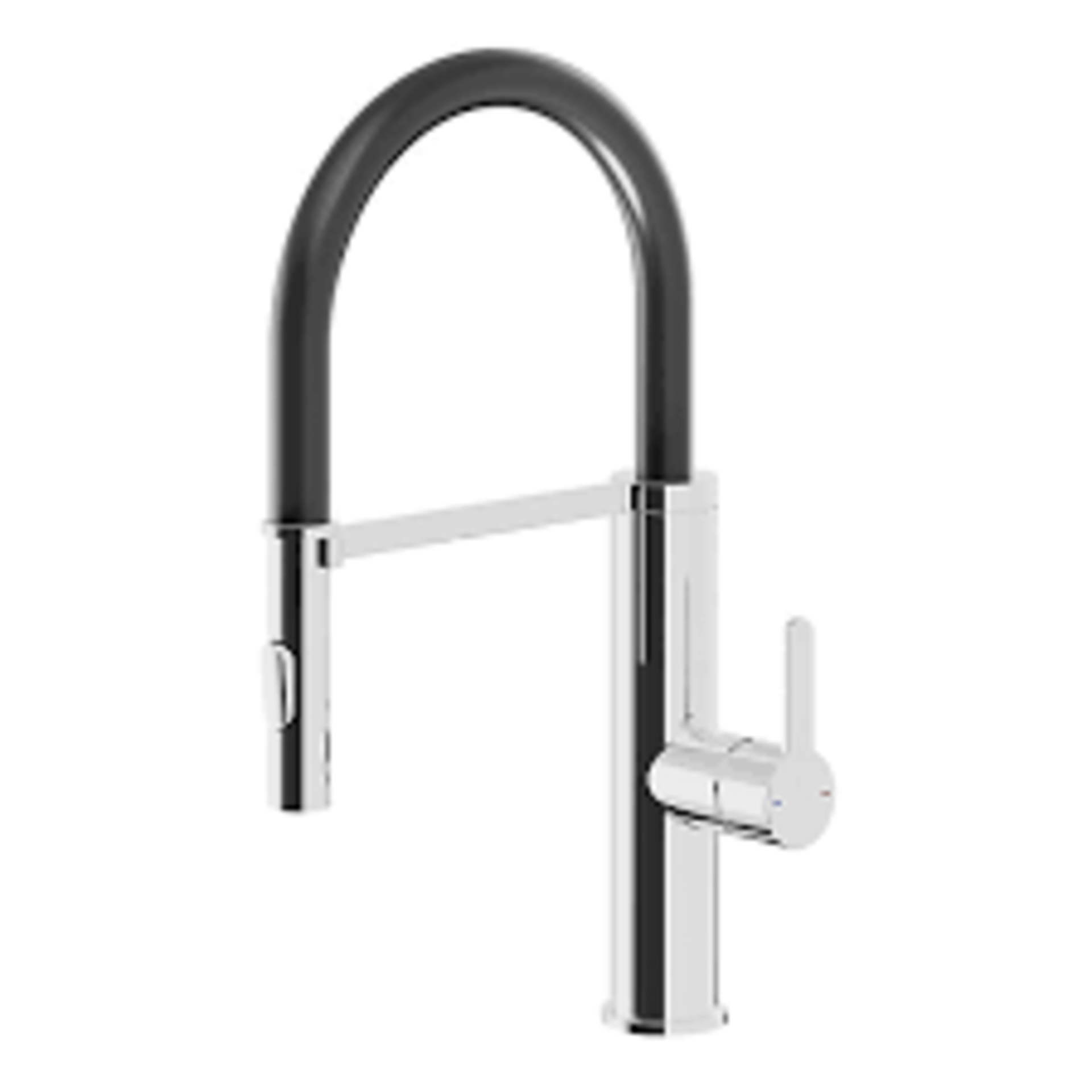 GoodHome Zatar Black Chrome Effect Kitchen Spring Neck Tap. - ER48