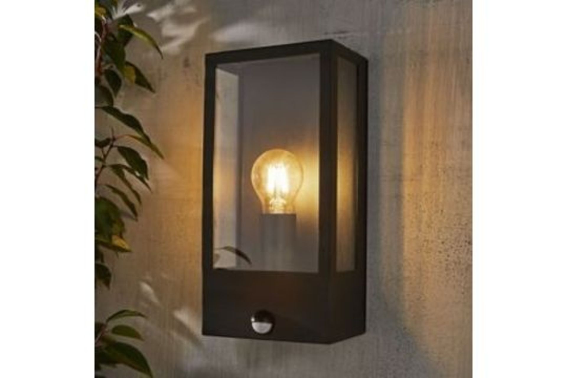 Zinc Thora Fixed Matt Black Mains-Powered Outdoor on/off with Pir Wall Light - ER49