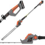 Cordless Telescopic Hedge Trimmer 20V 1HR Fast Charge Long Reach Pole Hedge Trim - ER51