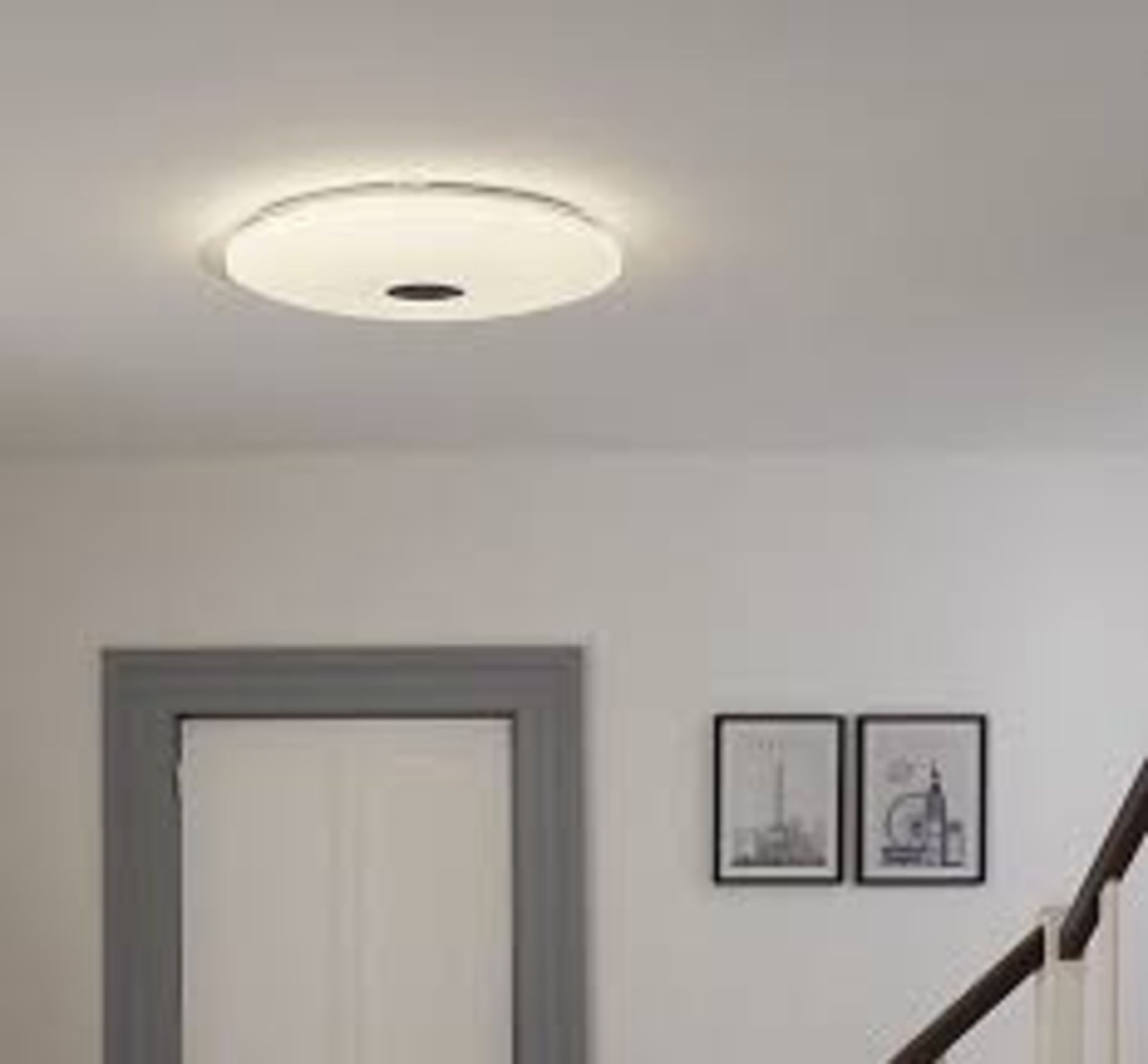 Angoon Round Metal & plastic White Glitter effect LED Ceiling light. - ER49