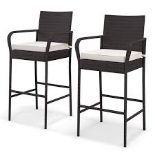 Costway 2-Piece Black Wicker Counter Height Cushioned Patio. -ER50.