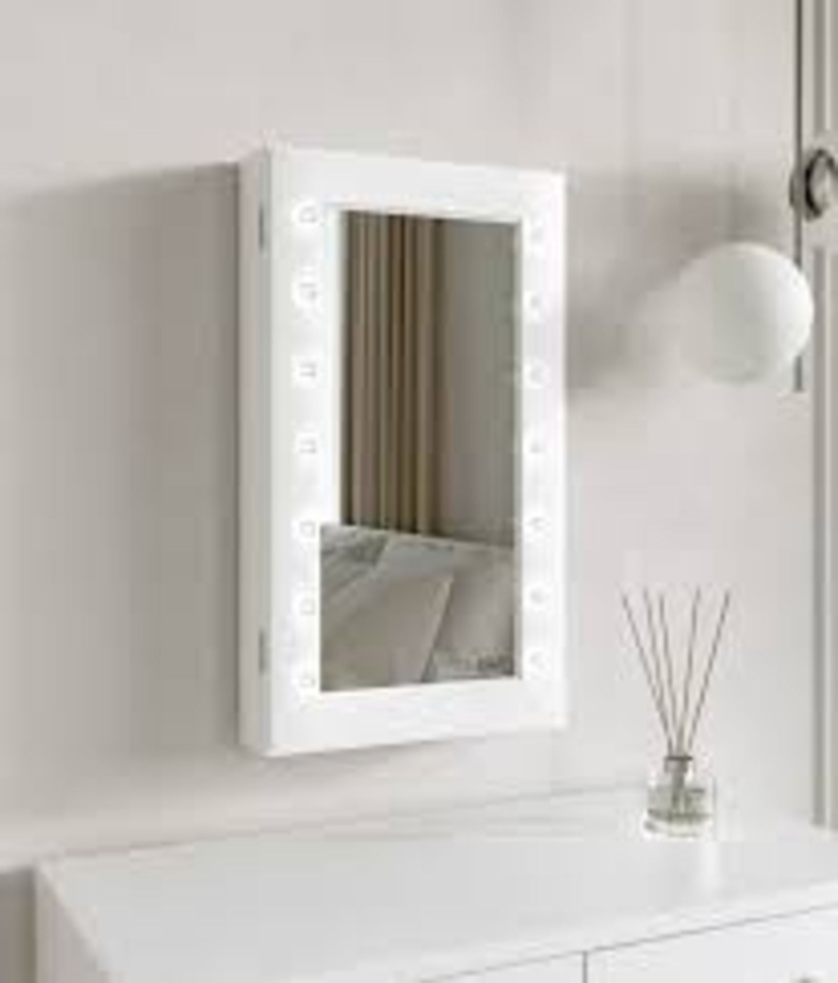 White Jewellery Cabinet with LED Lights Mirror. - ER51.