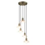 GoodHome Northwich Round Satin Pewter effect 5 Lamp LED Pendant. - ER50.