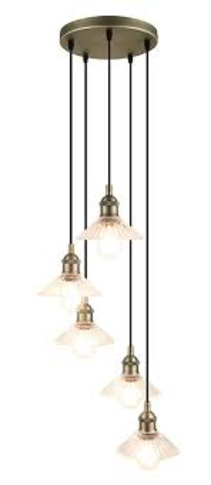 GoodHome Northwich Round Satin Pewter effect 5 Lamp LED Pendant. - ER50.