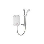 Mira Go Rear-Fed White / Chrome Thermostatic Power Shower. -Er52