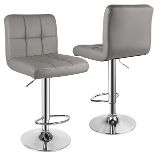 Bar Stools Set of 2 PU Leather with Backrest Height Adjustable Swivel Pub Chair Home Kitchen - ER51