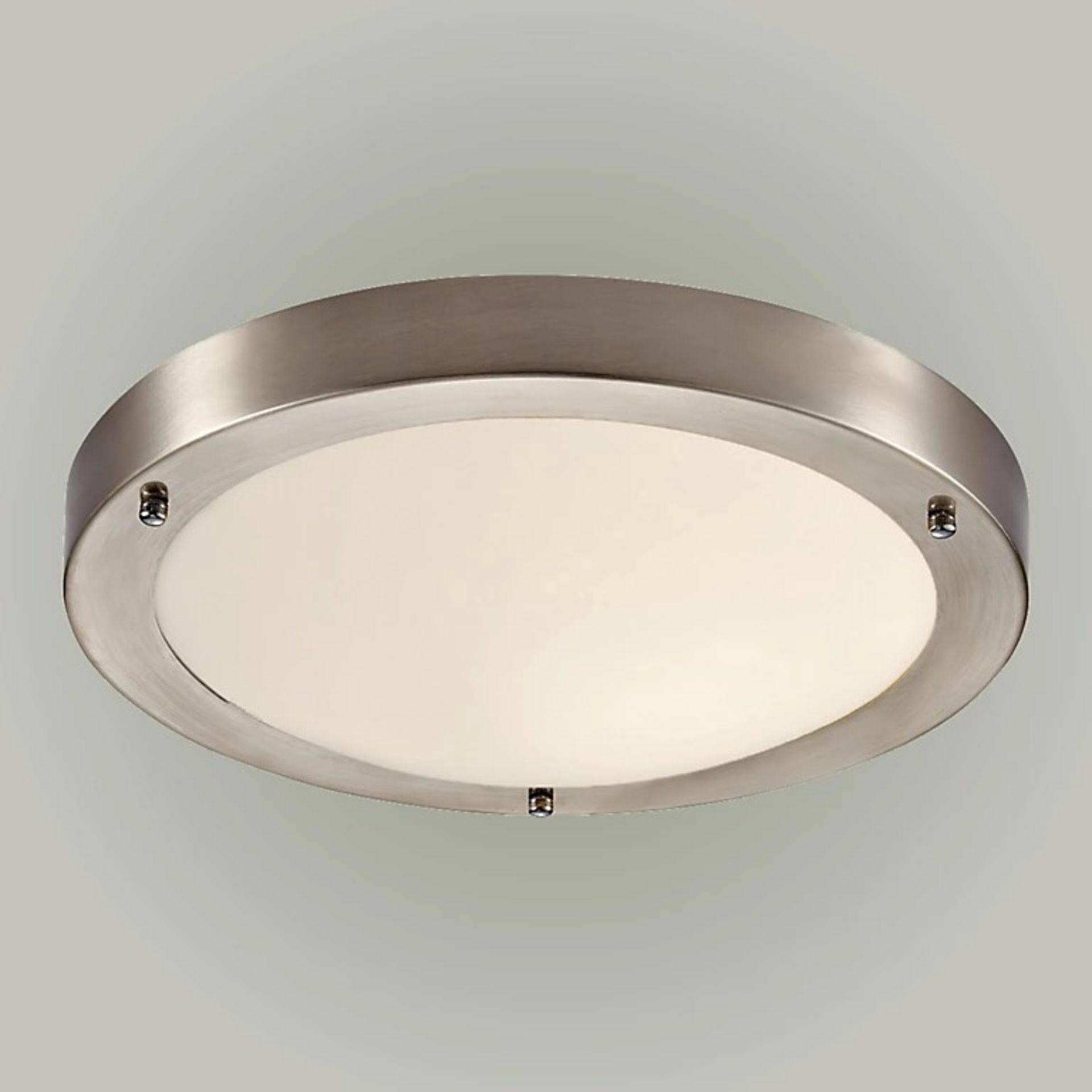 First Choice Lighting Porto Brushed Chrome Frosted Glass IP44 Bathroom Ceiling Flush Light - ER51